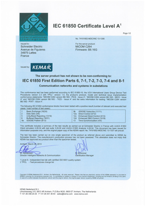 C264 IEC61850 level A certificate from KEMA